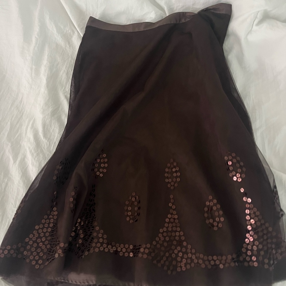 Y2K low waisted brown mesh sequin skirt old navy